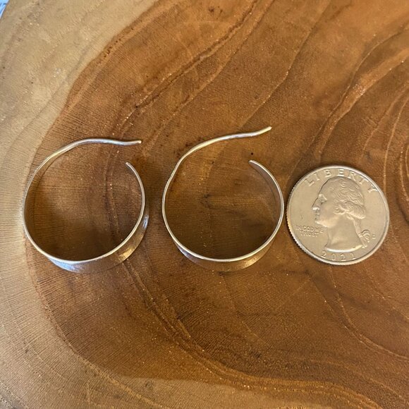 RETIRED James Avery Valle Hoop Earrings, Hammered Sterling Silver - Picture 3 of 3